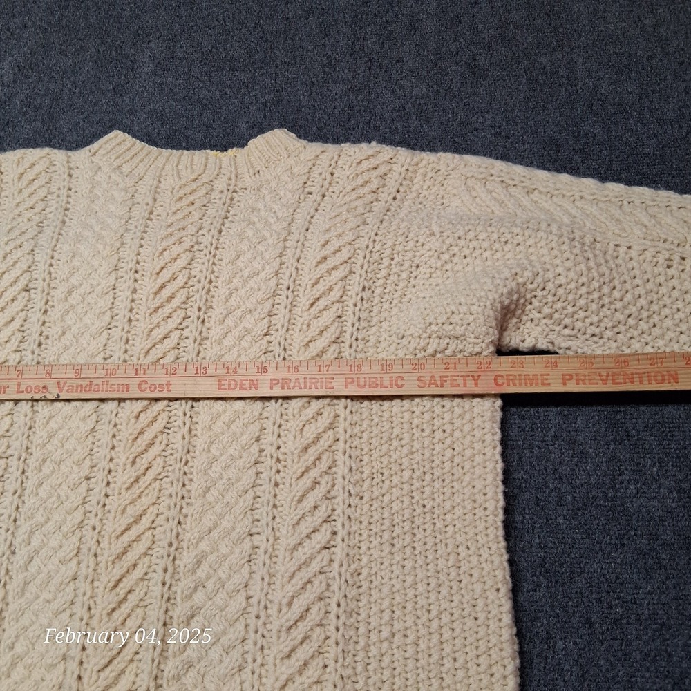 * Vintage Heavyweight Knit Sweater Women Large Beige Crew Neck - Picture 8 of 9